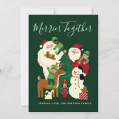 緑メリー一緒サンタと友人のカード 招待状 (正面)