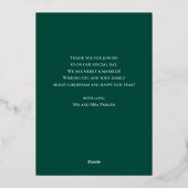 緑メリー結婚した金ゴールドスクリプト写真クリスマス 箔シーズンカード (裏面)