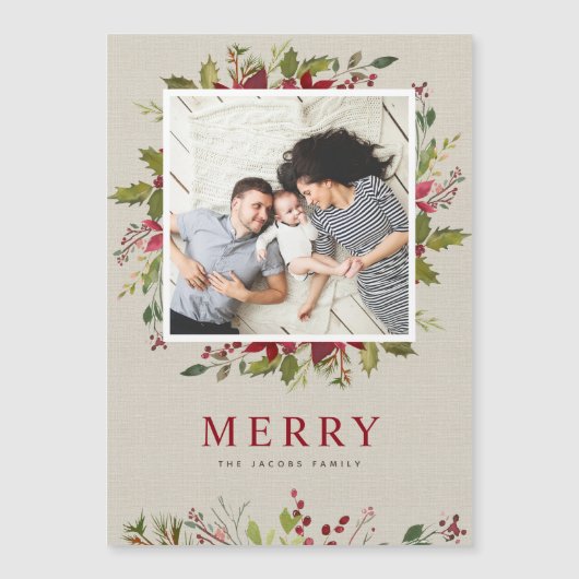 緑メリー色 |磁気ホリデーフォトカード (正面)