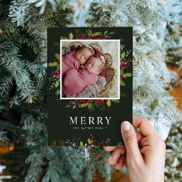 緑メリー色 |磁気ホリデーフォトカード