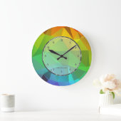 緑モザイクモダン幾何学的パターン ラージ壁時計 (ホーム)