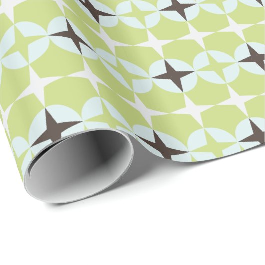 緑モダンとターコイズの星型 ラッピングペーパー (ロールコーナー)