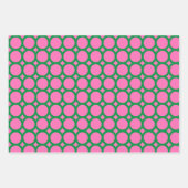 緑モダンとピンクの幾何学円の形状 ラッピングペーパーシート (正面)