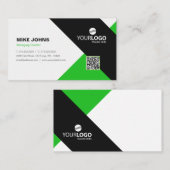 緑モダンとプロフェッショナル、黒 名刺 (正面/裏面)