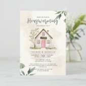 緑モダンとベージュの水のカラー引っ越し祝いパーティー 招待状 (スタンド正面)