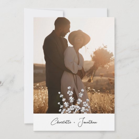 緑モダンと写真のリハーサルディナー 招待状 (裏面)