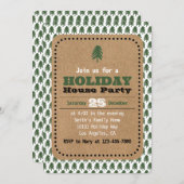 緑モダンと白のクリスマスツリー招待状 (正面/裏面)