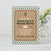 緑モダンと白のクリスマスツリー招待状 (スタンド正面)
