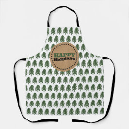 緑モダンと白のクリスマスツリー エプロン