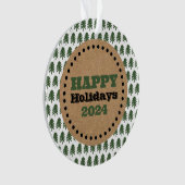 緑モダンと白のクリスマスツリー オーナメント (正面)