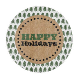 緑モダンと白のクリスマスツリー カッティングボード