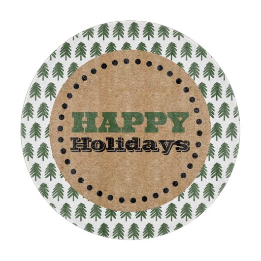 緑モダンと白のクリスマスツリー カッティングボード (正面)