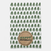 緑モダンと白のクリスマスツリー キッチンタオル (縦)