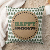 緑モダンと白のクリスマスツリー クッション (ブランケット)