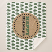 緑モダンと白のクリスマスツリー シェルパブランケット (正面)