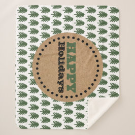 緑モダンと白のクリスマスツリー シェルパブランケット