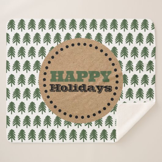 緑モダンと白のクリスマスツリー シェルパブランケット (正面(横))