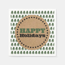 緑モダンと白のクリスマスツリー スタンダードカクテルナプキン