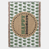 緑モダンと白のクリスマスツリー スローブランケット (正面縦)