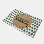 緑モダンと白のクリスマスツリー ドアマット (アングル)