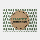 緑モダンと白のクリスマスツリー ドアマット (正面)