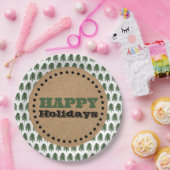 緑モダンと白のクリスマスツリー ペーパープレート (パーティー)