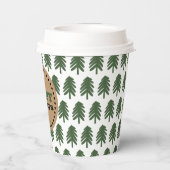 緑モダンと白のクリスマスツリー 紙コップ (裏面)