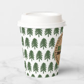緑モダンと白のクリスマスツリー 紙コップ (正面)