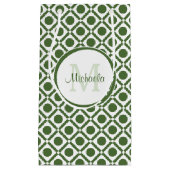 緑モダンと白のジオメトモノグラムのリ名 スモールペーパーバッグ (正面)