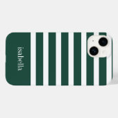 緑モダンと白のストライプモノグラム Case-Mate iPhoneケース (裏面 (横))