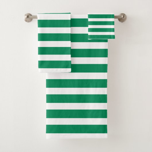 緑モダンと白のストライプ バスタオルセット (インサイチュ)