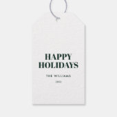 緑モダンと白のハッピーホリデー ギフトタグ (裏面)