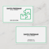 緑モダンと白のパズル社会事業 名刺 (正面/裏面)