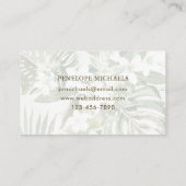 緑モダンと白のパーム葉のビジネスカード 名刺 (裏面)