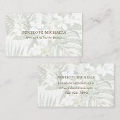 緑モダンと白のパーム葉のビジネスカード 名刺 (正面/裏面)