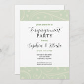 緑モダンと白のフローラ婚約パーティ 招待状 (正面/裏面)