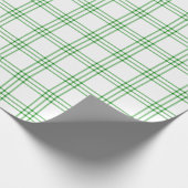 緑モダンと白のプレイド|大きいパターン| ラッピングペーパー (角)