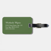 緑モダンと白のホタテのモノグラムと名前 ラゲッジタグ (裏面横)