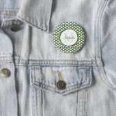 緑モダンと白のホタテのモノグラムと名前 缶バッジ (インサイチュ)