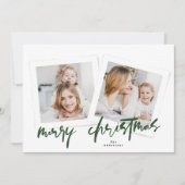 緑モダンと白のメリークリスマスの数々の写真 シーズンカード (正面)