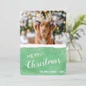 緑モダンと白のメリークリスマス シーズンカード (スタンド正面)