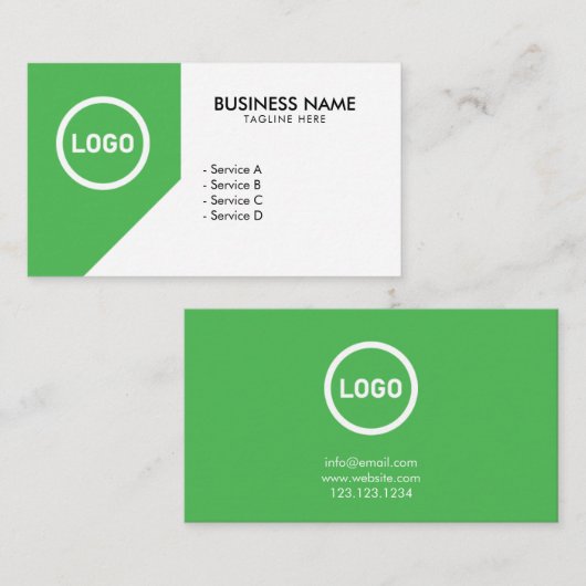 緑モダンと白のロゴの芝生の気に草の切断 名刺 (正面/裏面)