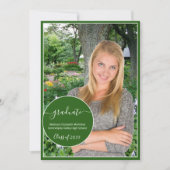 緑モダンと白の丸の写真卒業 案内状 (正面)