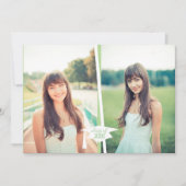 緑モダンと白の卒業写真招待状 招待状 (正面)