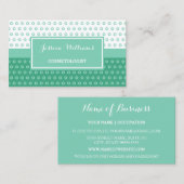 緑モダンと白の水玉模様美容師 名刺 (正面/裏面)