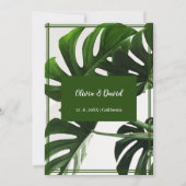 緑モダンと白の熱帯の日付を保存 招待状 (裏面)