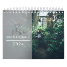 緑モダンと花の家族写真コラージュ2024