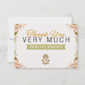 緑モダンと茶色の植物学の赤ちゃんシャワー サンキューカード (正面)