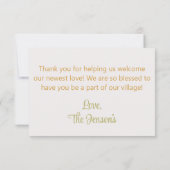 緑モダンと茶色の植物学の赤ちゃんシャワー サンキューカード (裏面)