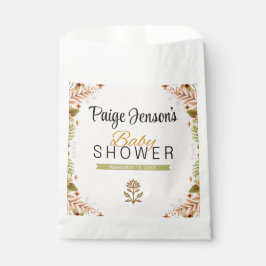 緑モダンと茶色の植物学の赤ちゃんシャワー フェイバーバッグ